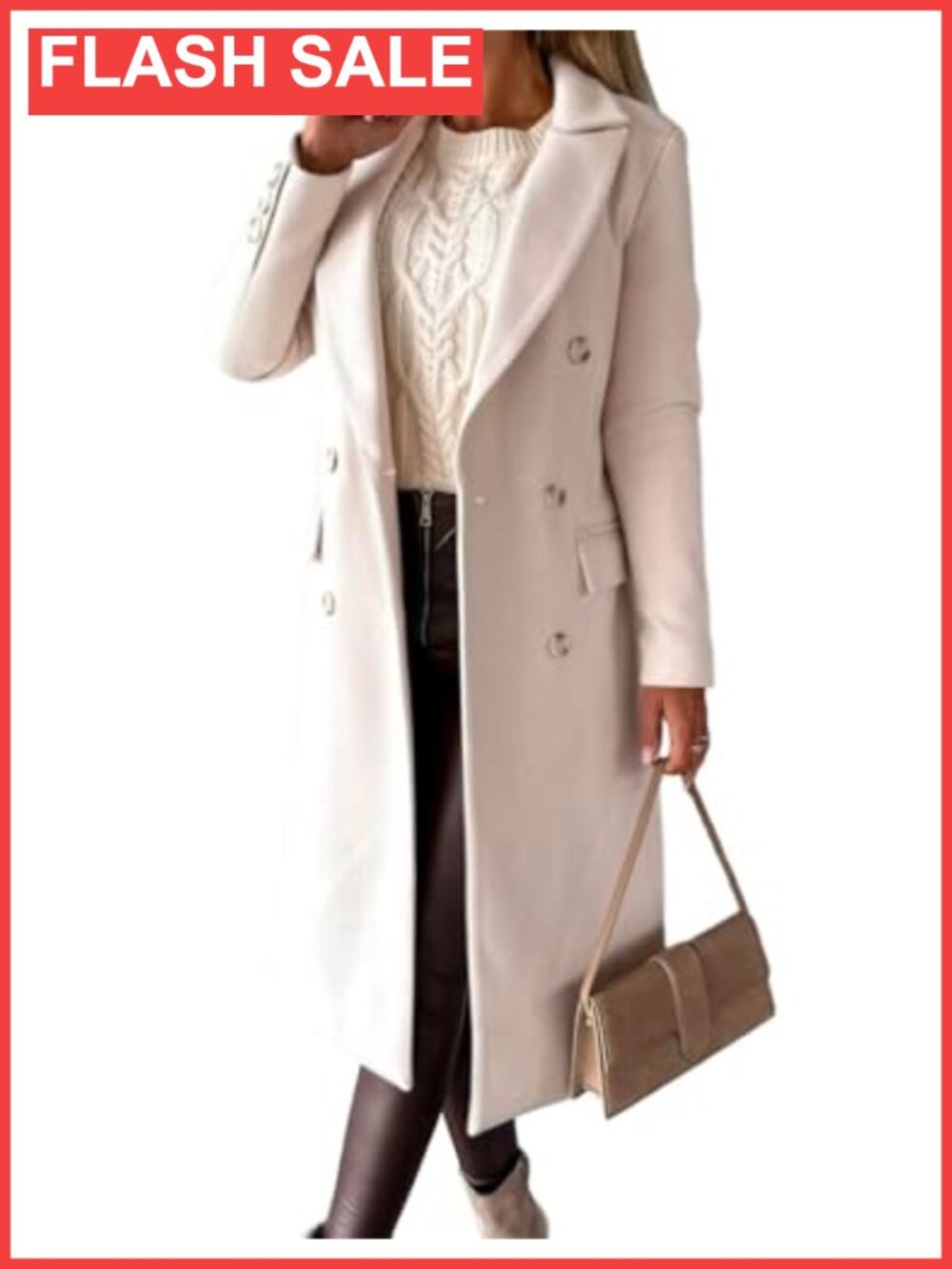 Womens Long Wool Coat Double Breasted Trench Coat Fall Winter